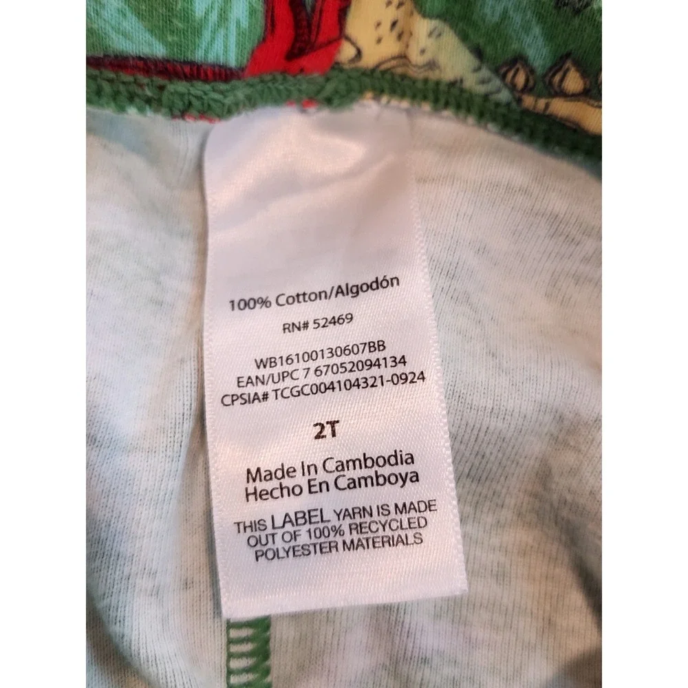 Toddler Boys Green Dinosaur Pajama Set - Soft Cotton Sleepwear